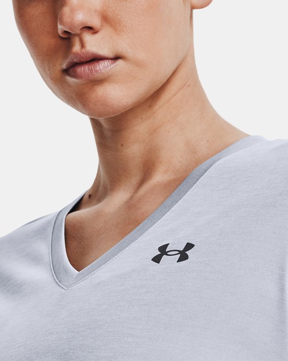 Women's UA Velocity Twist V-Neck Short Sleeve, Gray, pdpMainDesktop image number 3